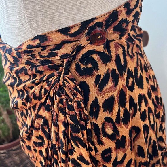 Vintage Y2K 90's ADRIENNE CRISTiNA Leopard Print Wrap Skirt Size 8 - Picture 4 of 6